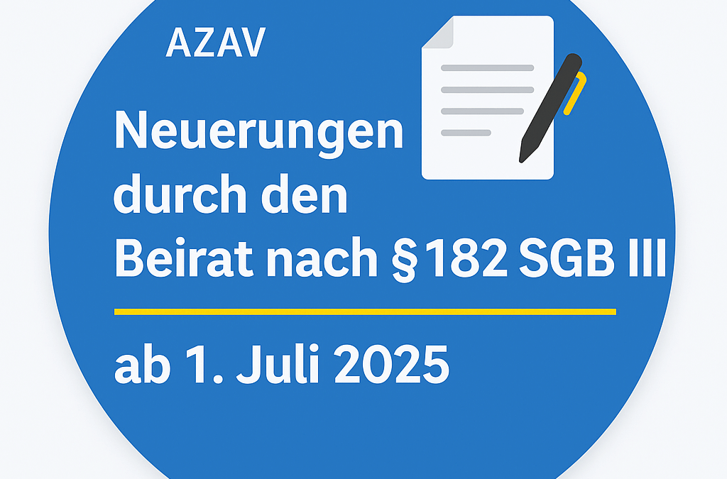 Grafik zu den aktuellen Empfehlungen des Beirats nach § 182 SGB III für AZAV-Bildungsträger