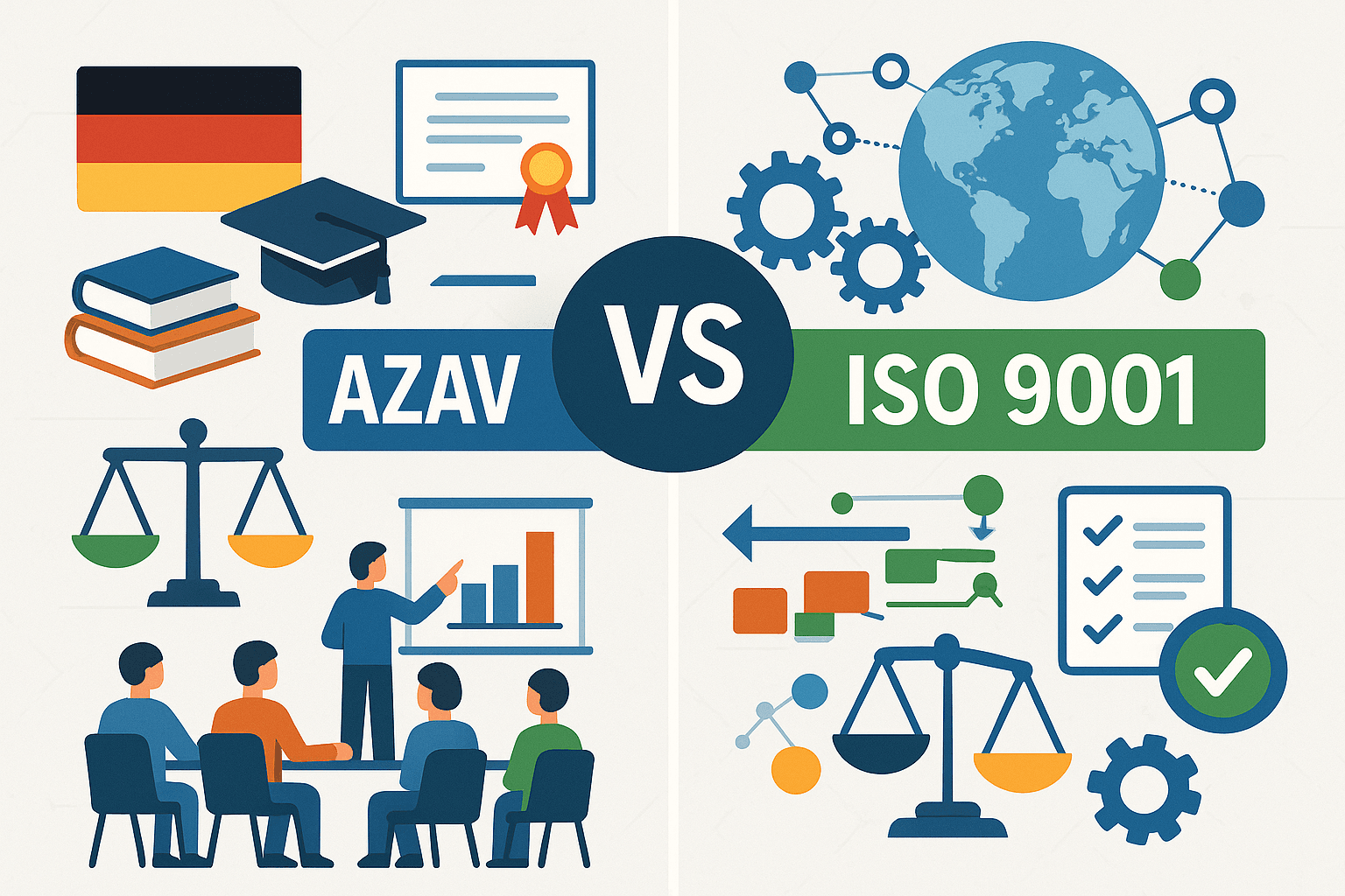AZAV vs ISO 9001: Der ultimative Vergleich für Bildungsträger 2025