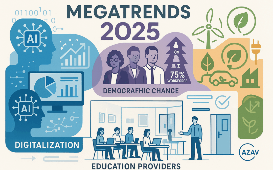Megatrends 2025: Digitalisierung, Demografie, Dekarbonisierung – Was heißt das für Weiterbildungsanbieter?