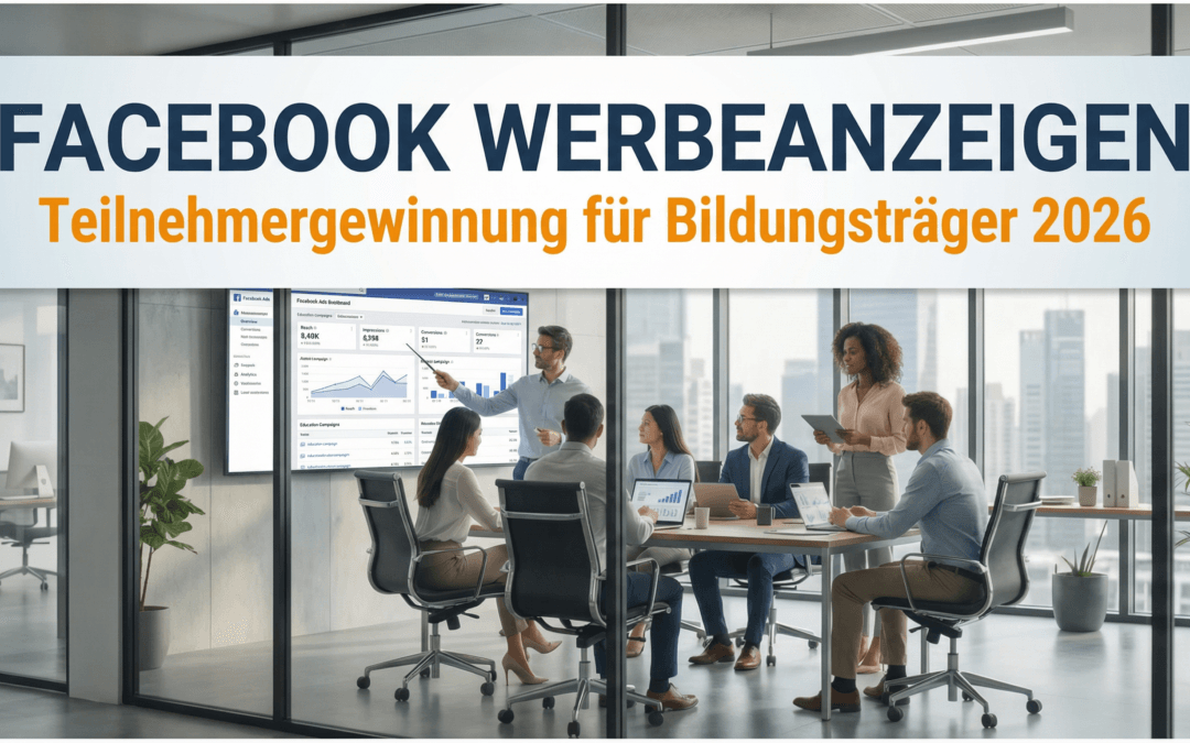 Facebook Werbeanzeigen zur Teilnehmergewinnung für Bildungsträger 2026 - Marketing-Team analysiert Facebook Ads Dashboard | azav-wissen.de