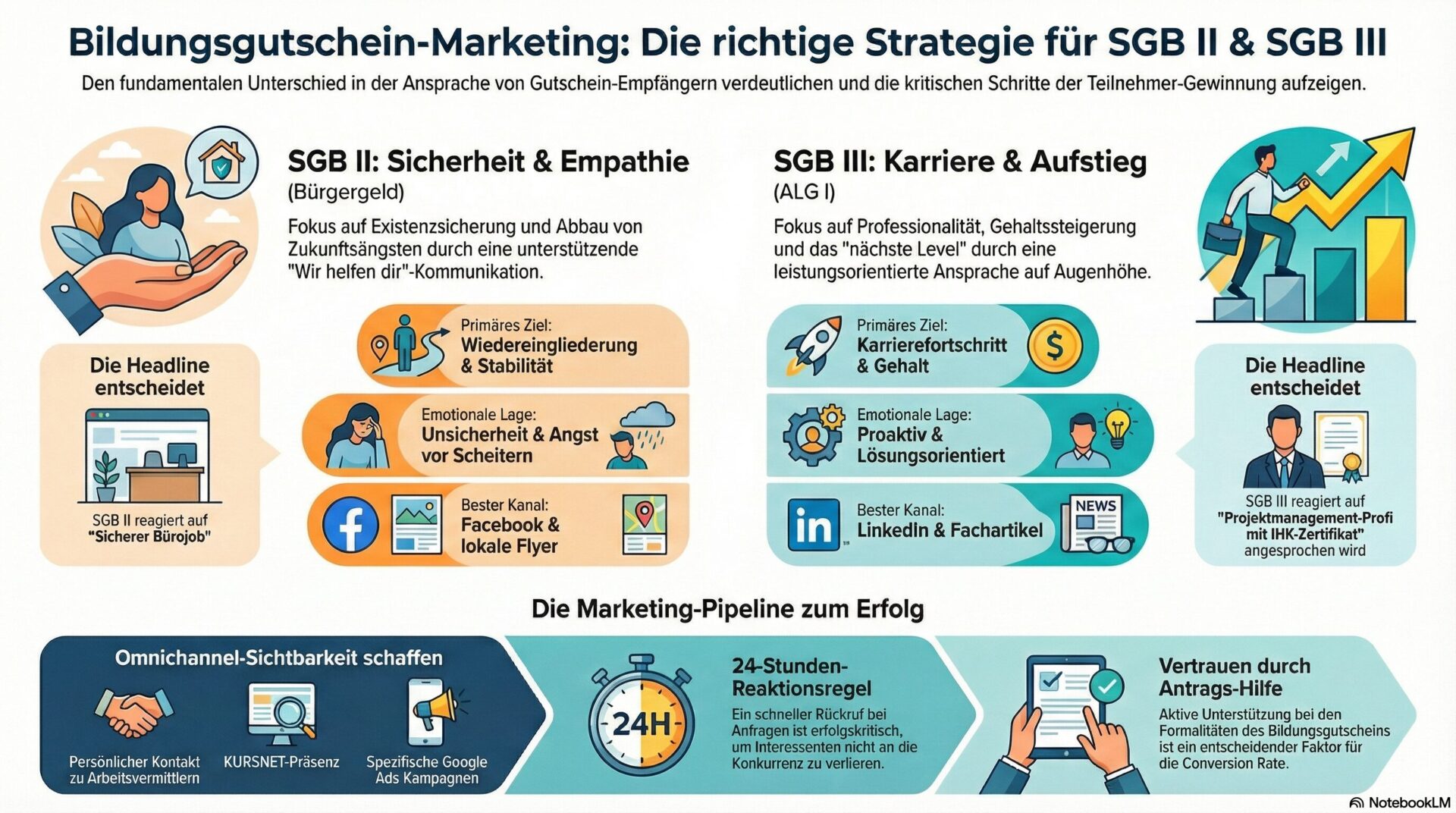 Bildungsgutschein-Marketing: Die richtige Strategie für SGB II und SGB III - Unterschiede in der Ansprache und Marketing-Pipeline