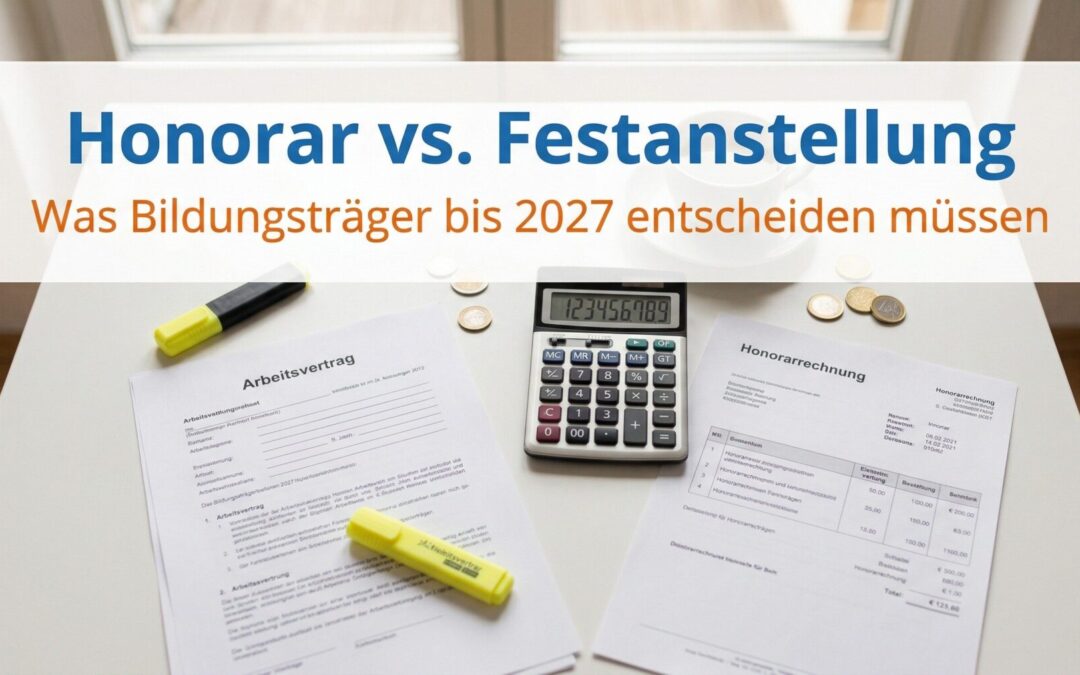 Honorardozenten für Bildungsträger — Kostenvergleich Honorar vs. Festanstellung und § 127 SGB IV Übergangsregelung